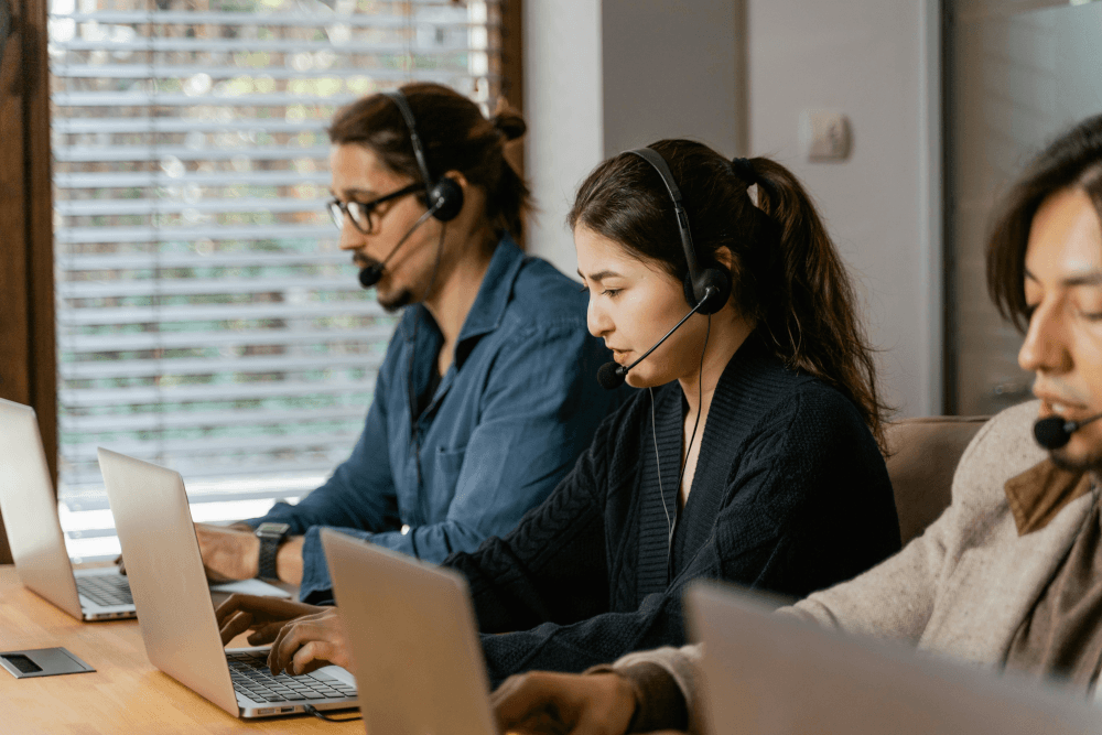Customer service representative assisting a client